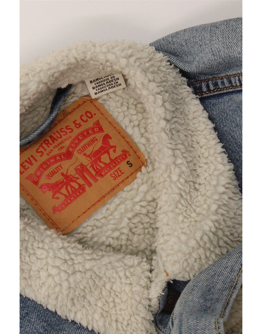 Giacca in denim Sherpa da uomo Levi's UK 36 piccolo cotone blu