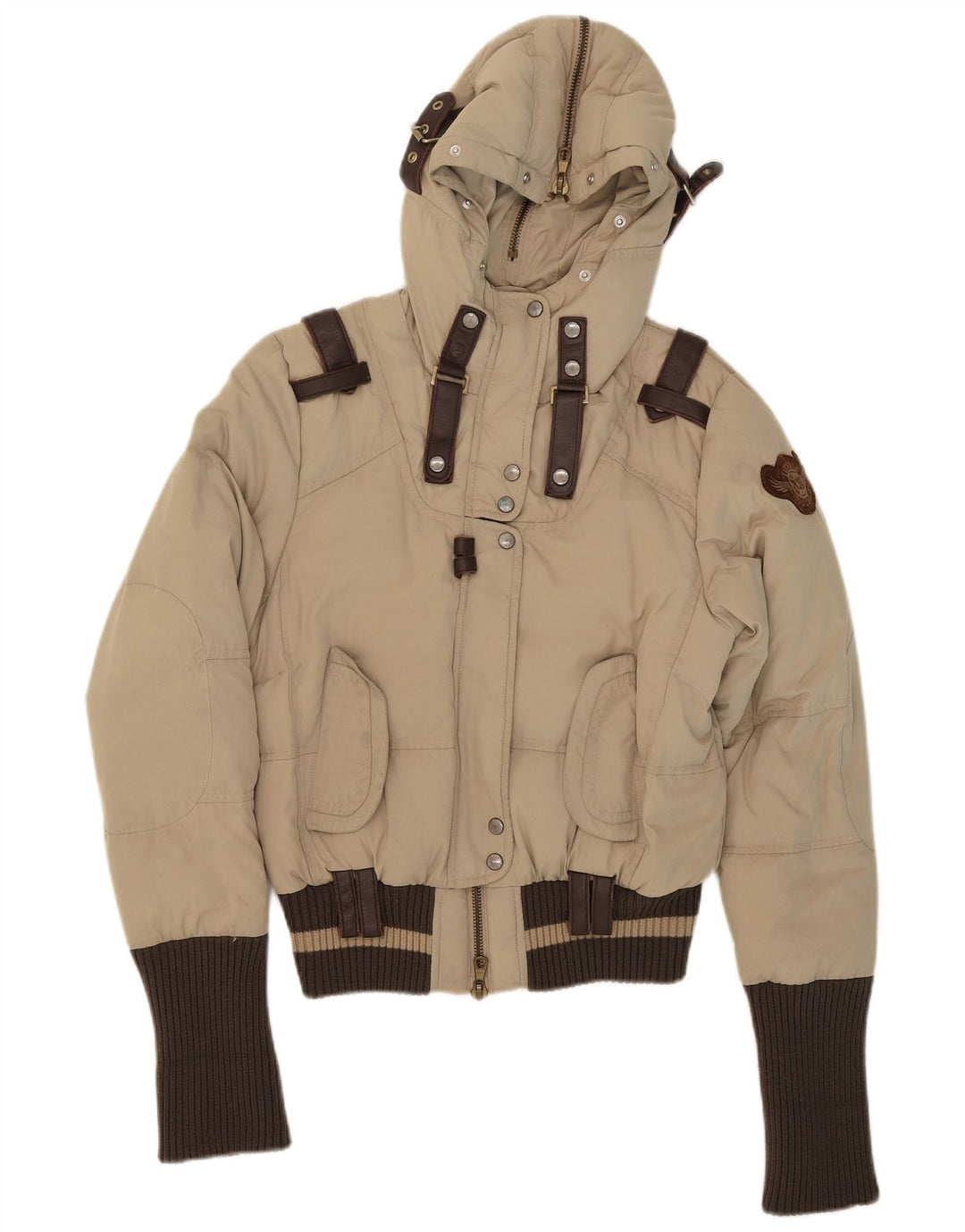 Giacca imbottita con cappuccio da donna Frankie Morello IT 42 Small Beige Poliestere