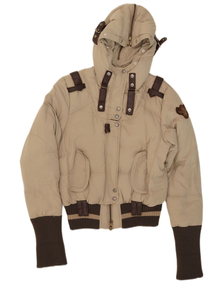 Giacca imbottita con cappuccio da donna Frankie Morello IT 42 Small Beige Poliestere