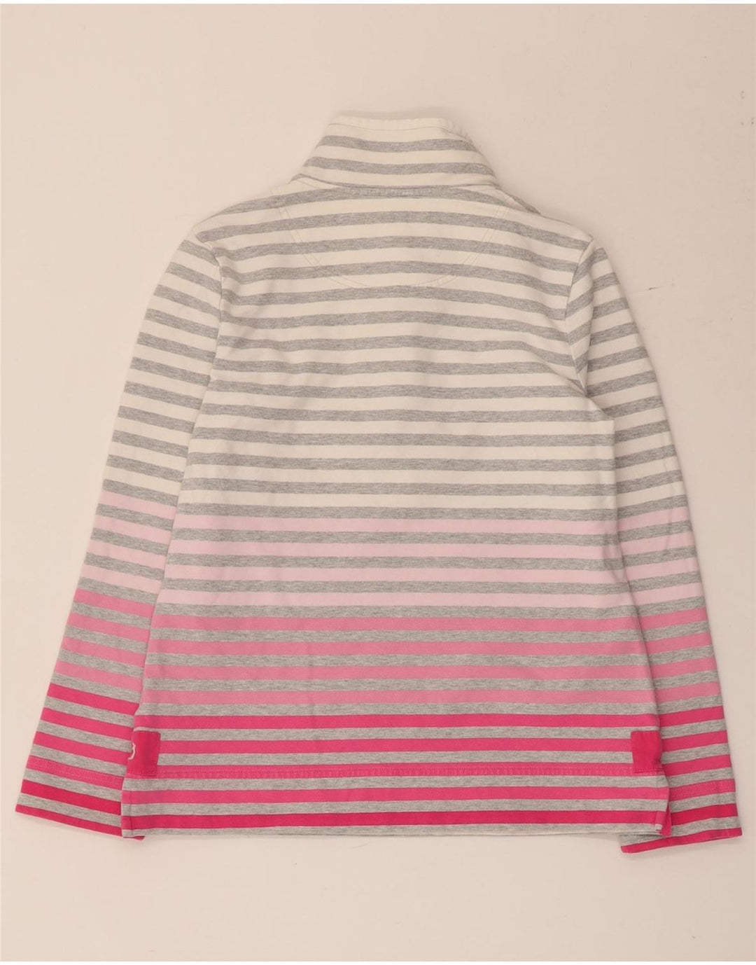 Joules Felpa da Donna con Collo a Bottone Maglione UK 12 Grigio Medio a Righe