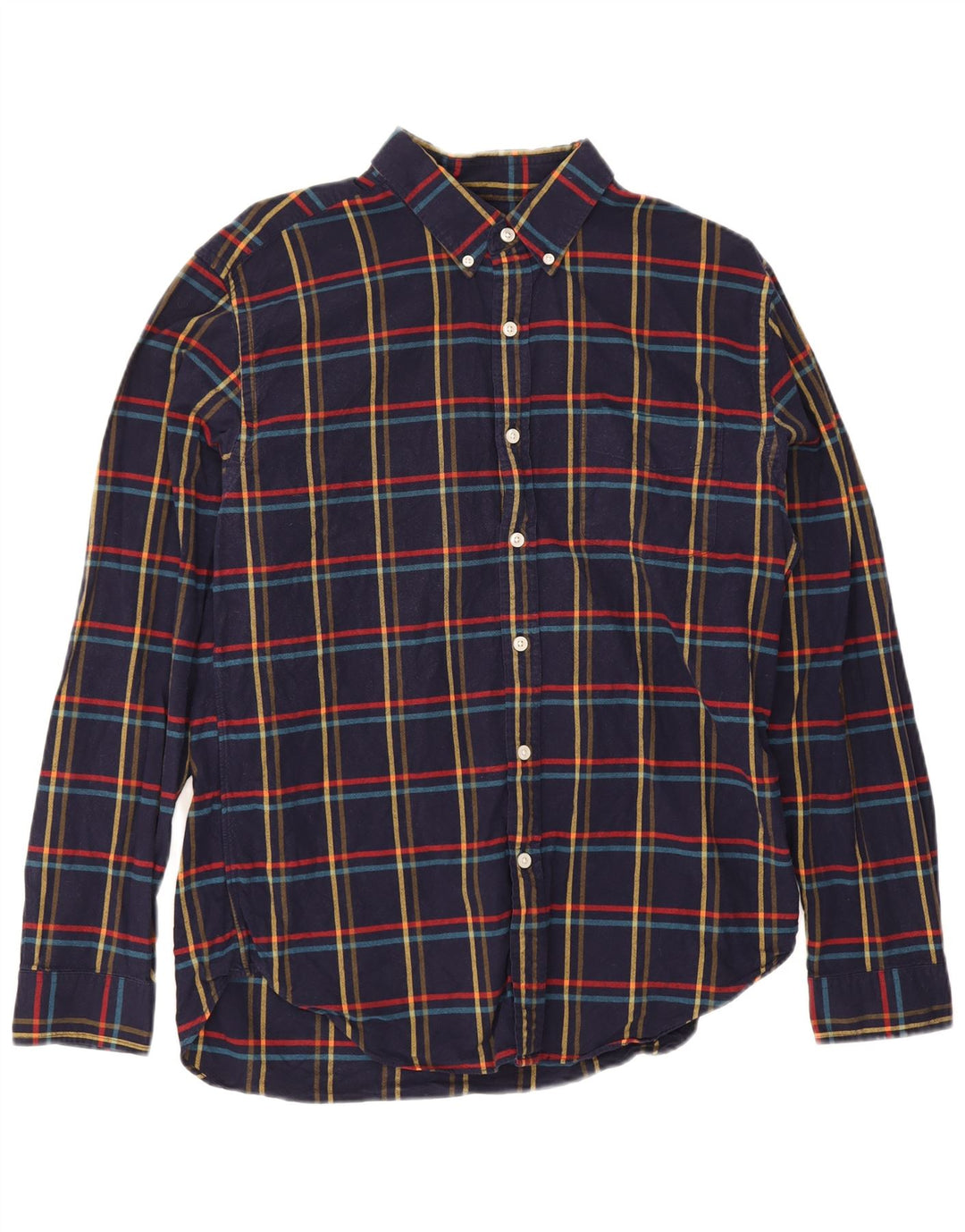 J. Crew Camicia da uomo in flanella di cotone a quadri blu navy grande