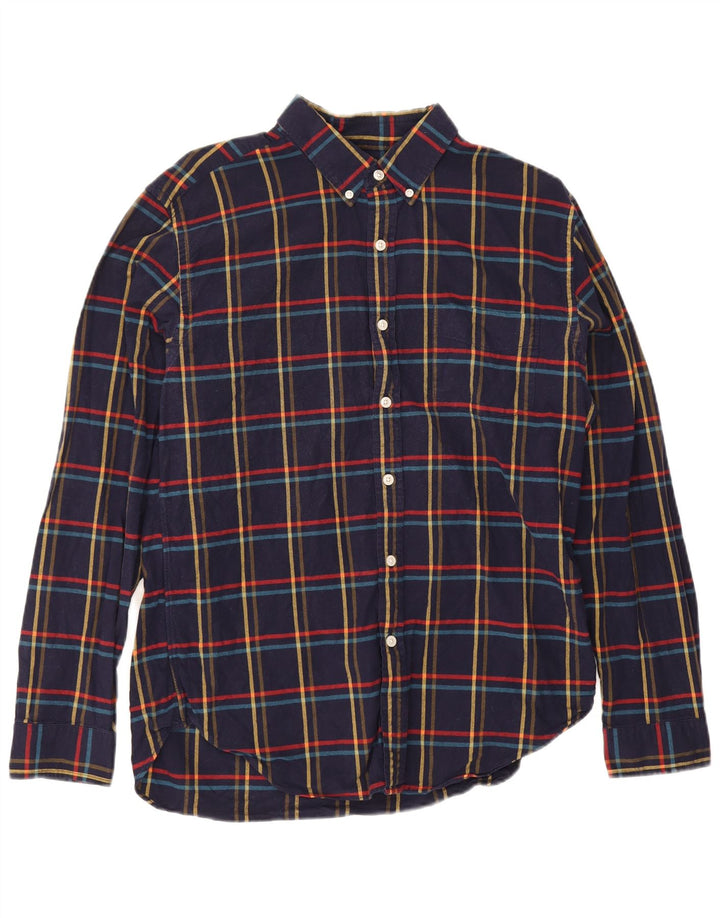 J. Crew Camicia da uomo in flanella di cotone a quadri blu navy grande