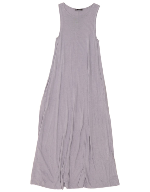 Vestito lungo senza maniche da donna Zara UK 8 piccolo in cotone blu