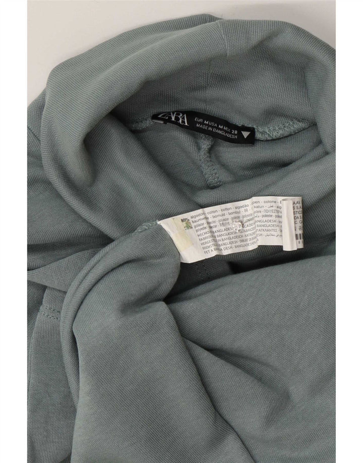 Abito a trapezio a mezza manica da donna Zara UK 14 in cotone blu medio