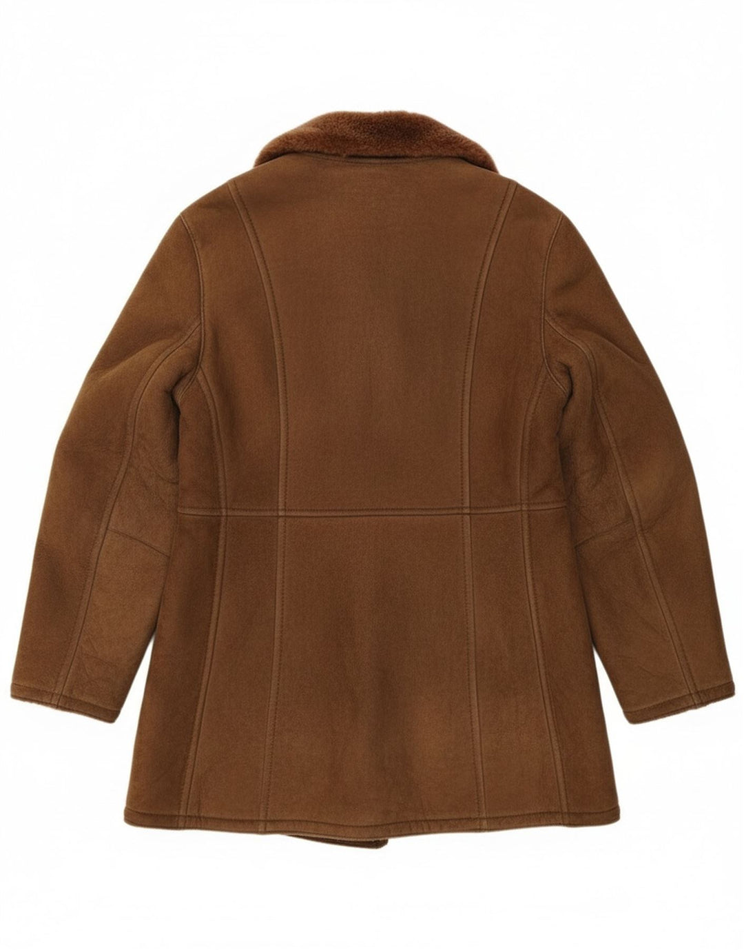 Giubbotto shearling doppiopetto vintage da uomo IT 54 2XL in pelle marrone