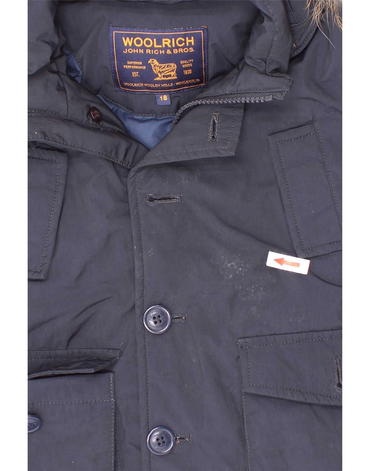 Giacca imbottita con cappuccio Woolrich per neonati 12-18 mesi in poliestere blu navy