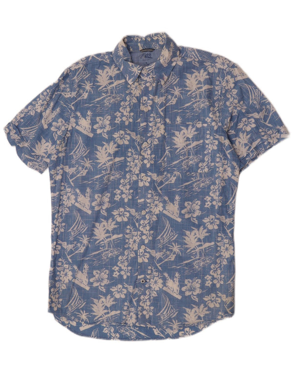 Camicia a maniche corte da uomo Izod Salt Water, piccola hawaiana in cotone floreale blu