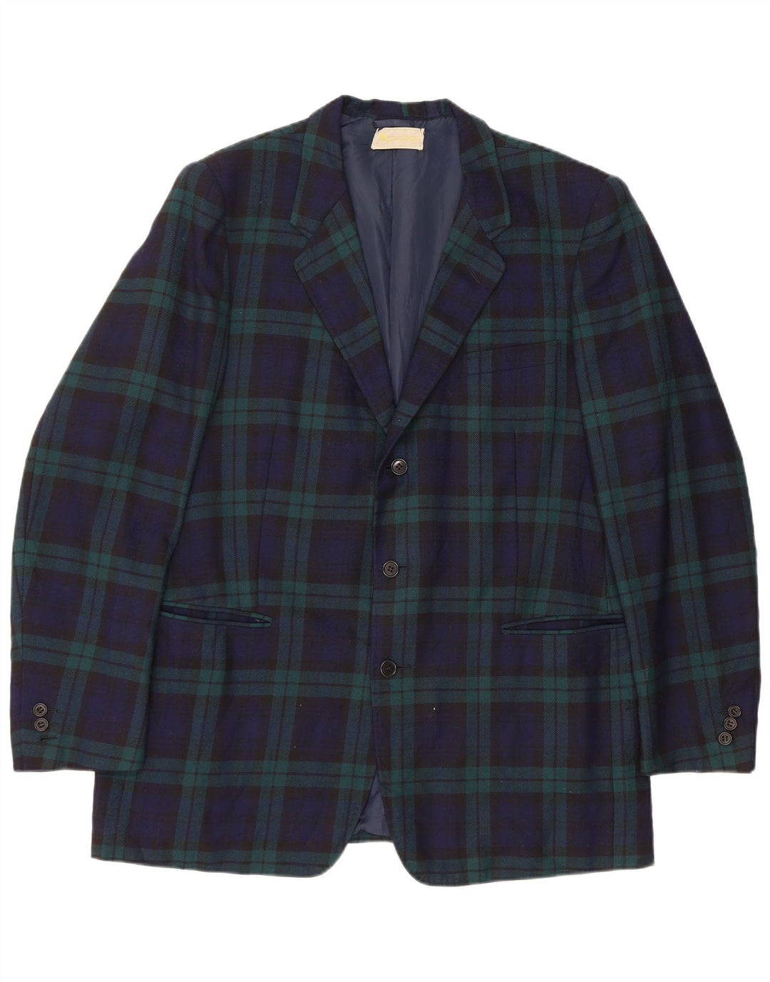 Giacca blazer da uomo a 3 bottoni AQUASCUTUM UK 40 grande quadretto blu navy
