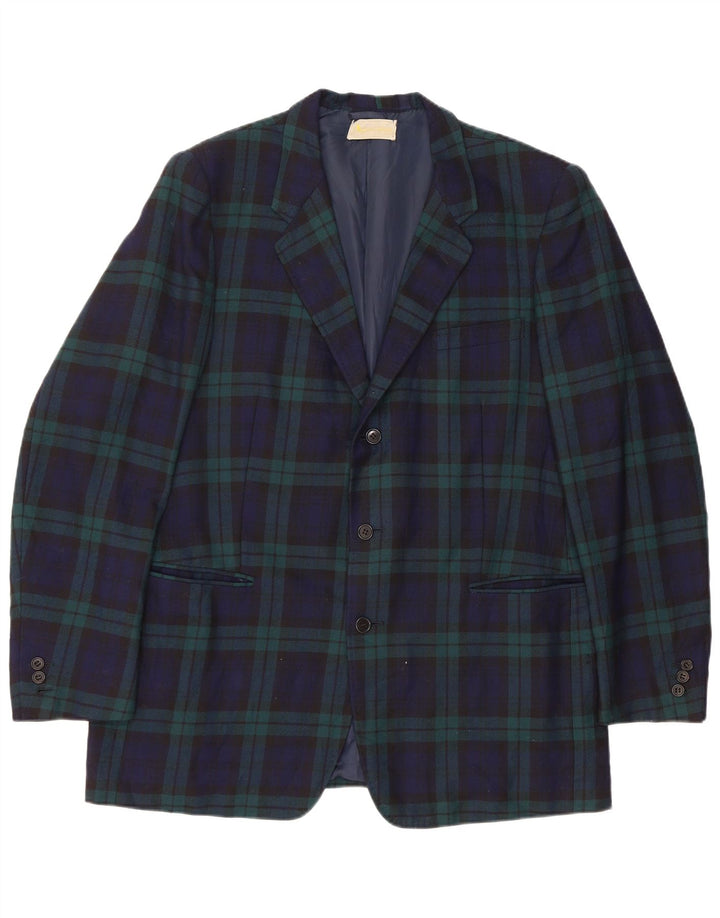 Giacca blazer da uomo a 3 bottoni AQUASCUTUM UK 40 grande quadretto blu navy