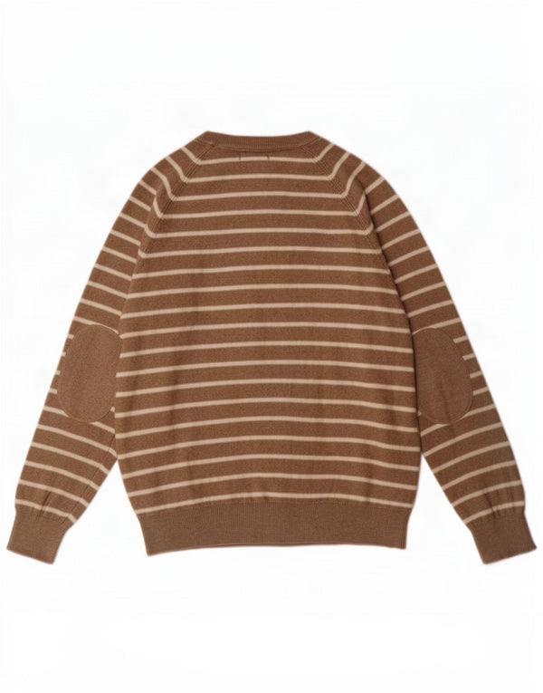Maglione da uomo con scollo a barca Marks & Spencer a righe beige medio
