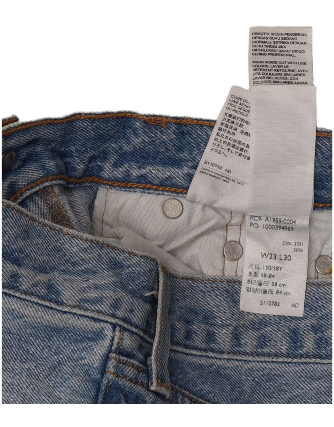 Jeans dritti effetto vissuto Levi's 501 da donna W23 L30 in cotone blu