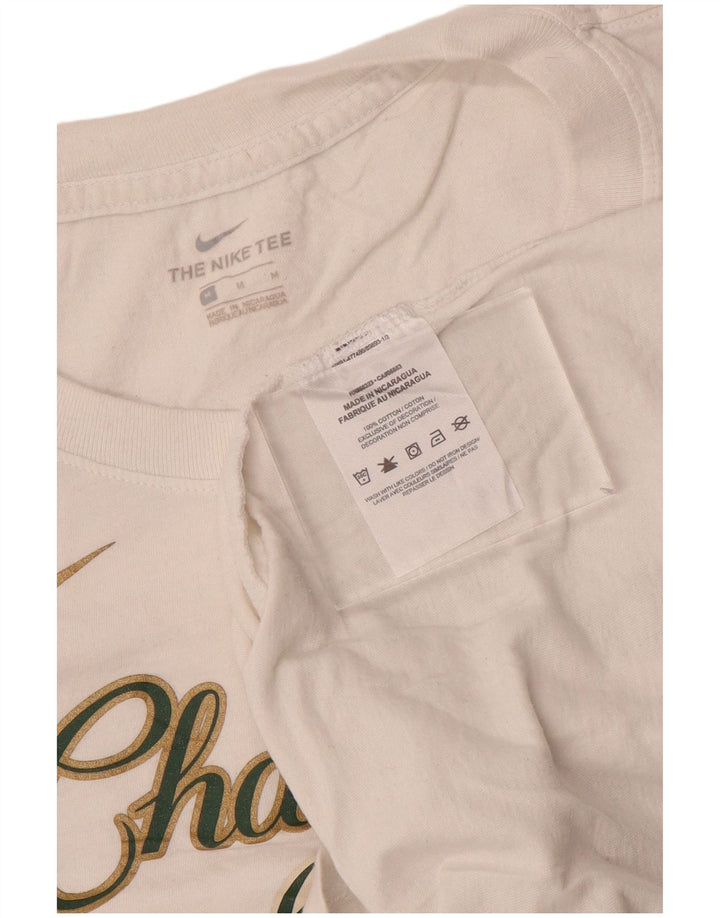 NIKE T-shirt grafica da donna Milwaukee Bucks Top UK 14 cotone bianco medio