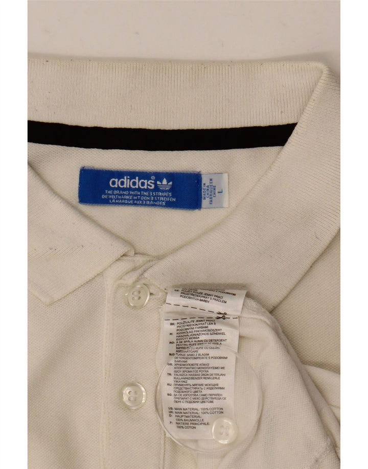 Polo Adidas da uomo grande in cotone bianco