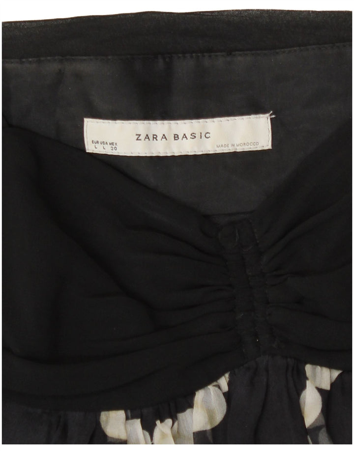 Abito sottoveste da donna Zara UK 14 grande nero maculato