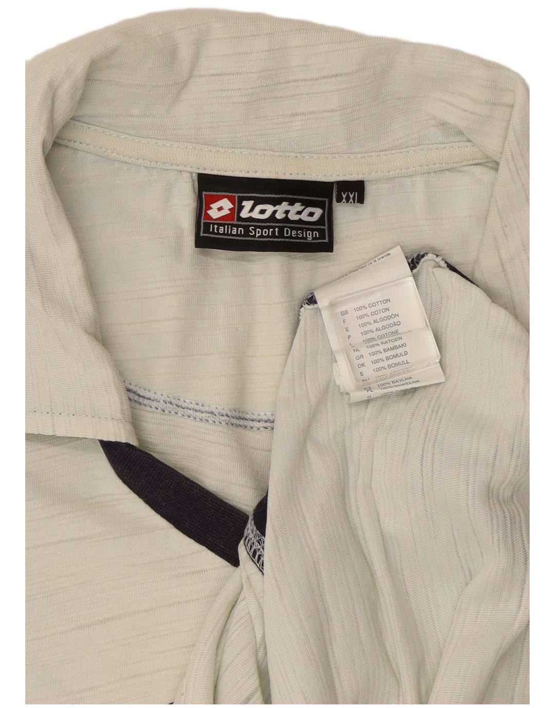 Polo grafica da uomo Lotto 2XL in cotone color block bianco