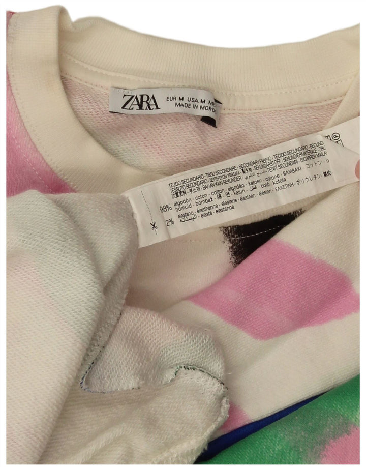Felpa oversize grafica da donna Zara UK 14 Medium White Floral