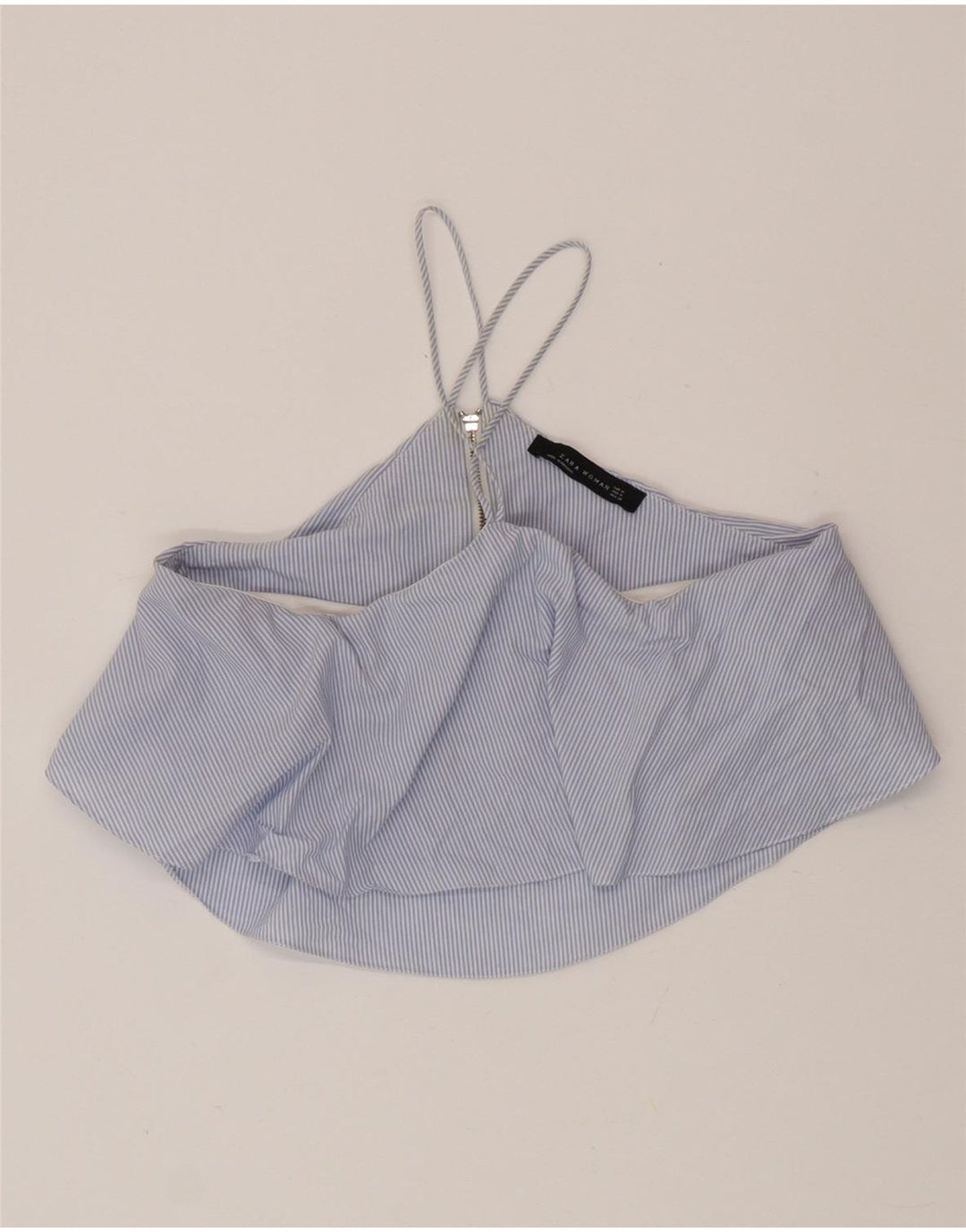 Top corto da donna Zara UK 12 a righe blu medio
