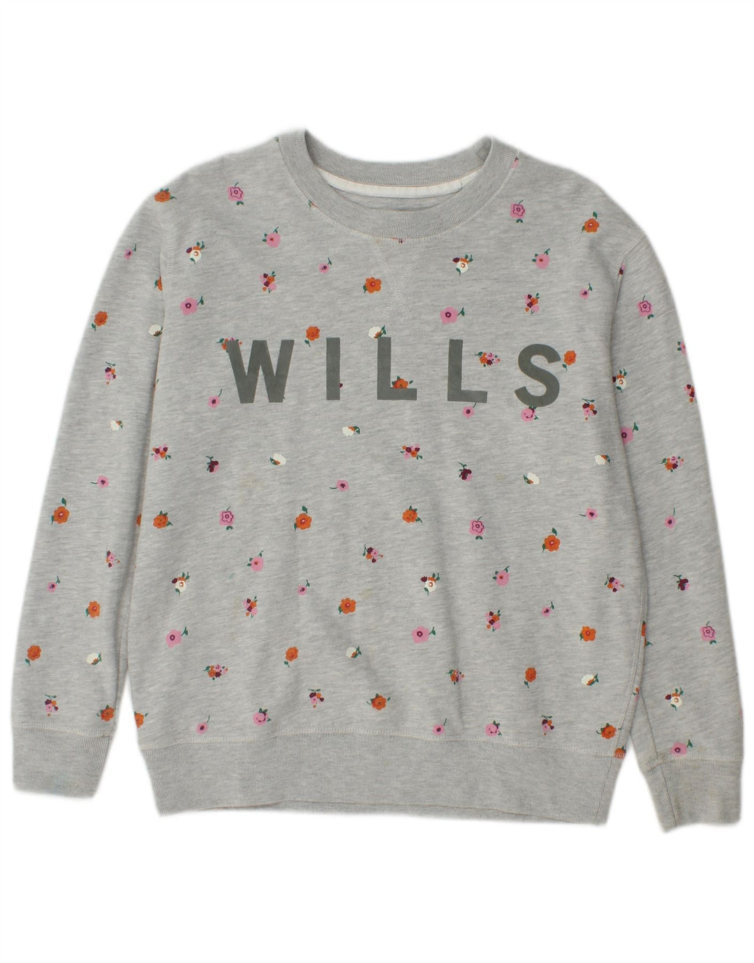 Felpa grafica da donna Jack Wills Jumper UK 8 Small Grey Floral