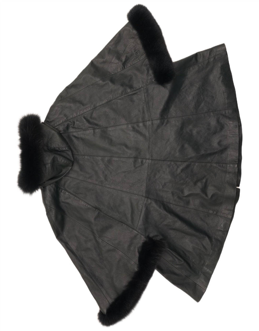 Cappotto poncho in pelle con cappuccio da donna SAKI UK 10 piccolo in pelle verde