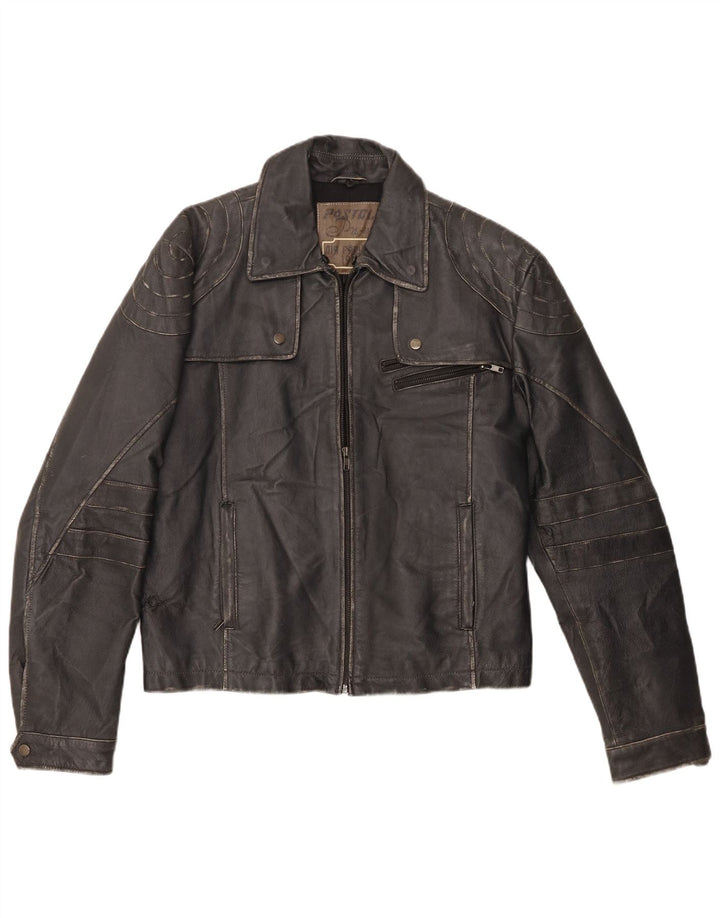 Giacca in pelle vintage da uomo IT 52 XL Nera