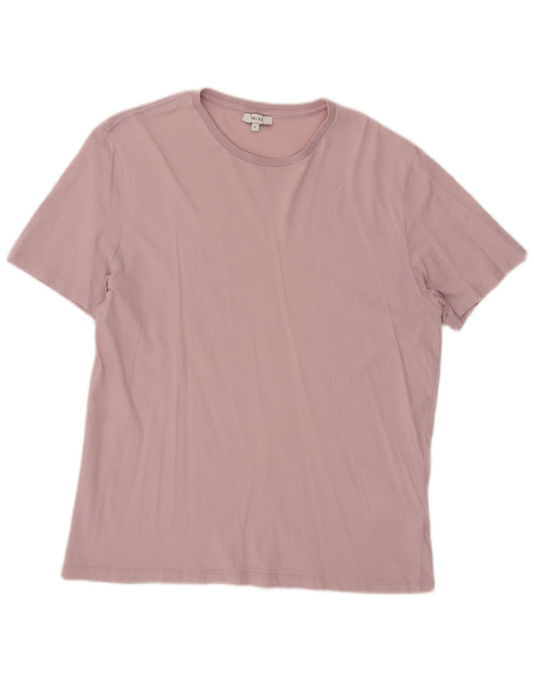 Reiss Womens T-Shirt Top UK 16 Large Pink Cotton