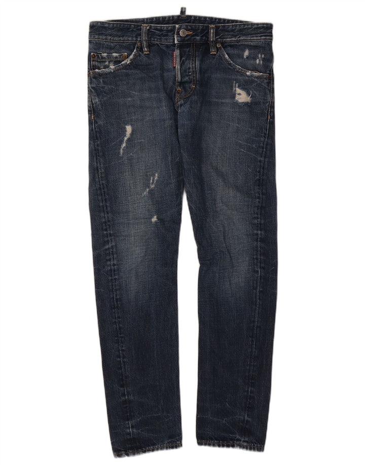 Jeans slim invecchiati da donna Dsquared IT 46 Large W32 L29 cotone blu