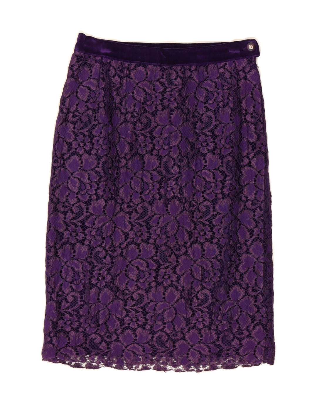 VINTAGE Womens Straight Skirt W28 Medium Purple Floral Vintage Vintage and Second-Hand Vintage from Messina Hembry 