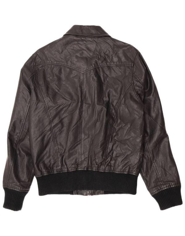 Giacca in pelle da uomo Jack & Jones UK 36 piccola nera