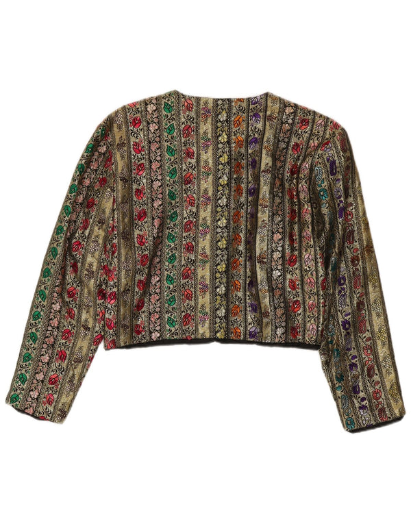 Giacca blazer vintage da donna a 5 bottoni UK 12 medio multicolore floreale