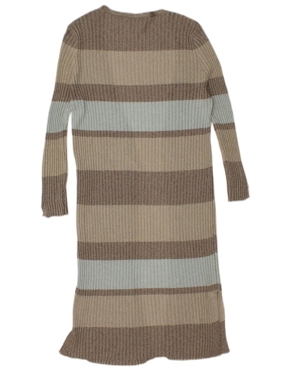 Maglione cardigan lungo da donna Zara UK 12 a righe multicolori medie