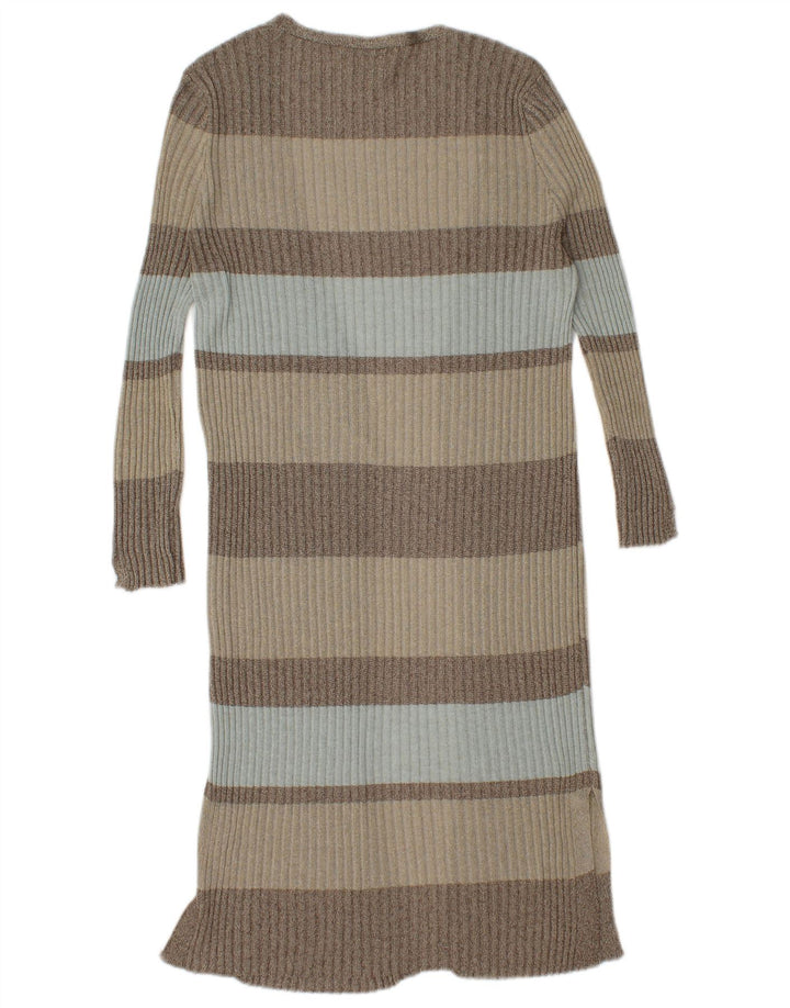 Maglione cardigan lungo da donna Zara UK 12 a righe multicolori medie