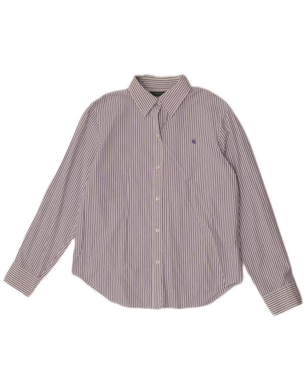 Camicia da donna Ralph Lauren UK 14 Cotone gessato blu medio