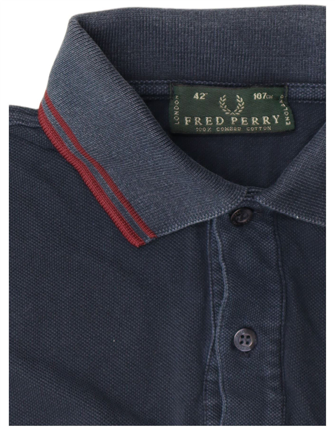 Polo da uomo a maniche lunghe Fred Perry in cotone blu navy medio