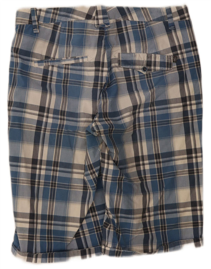 Pantaloncini chino da uomo Dondup W33 blu medio a quadri
