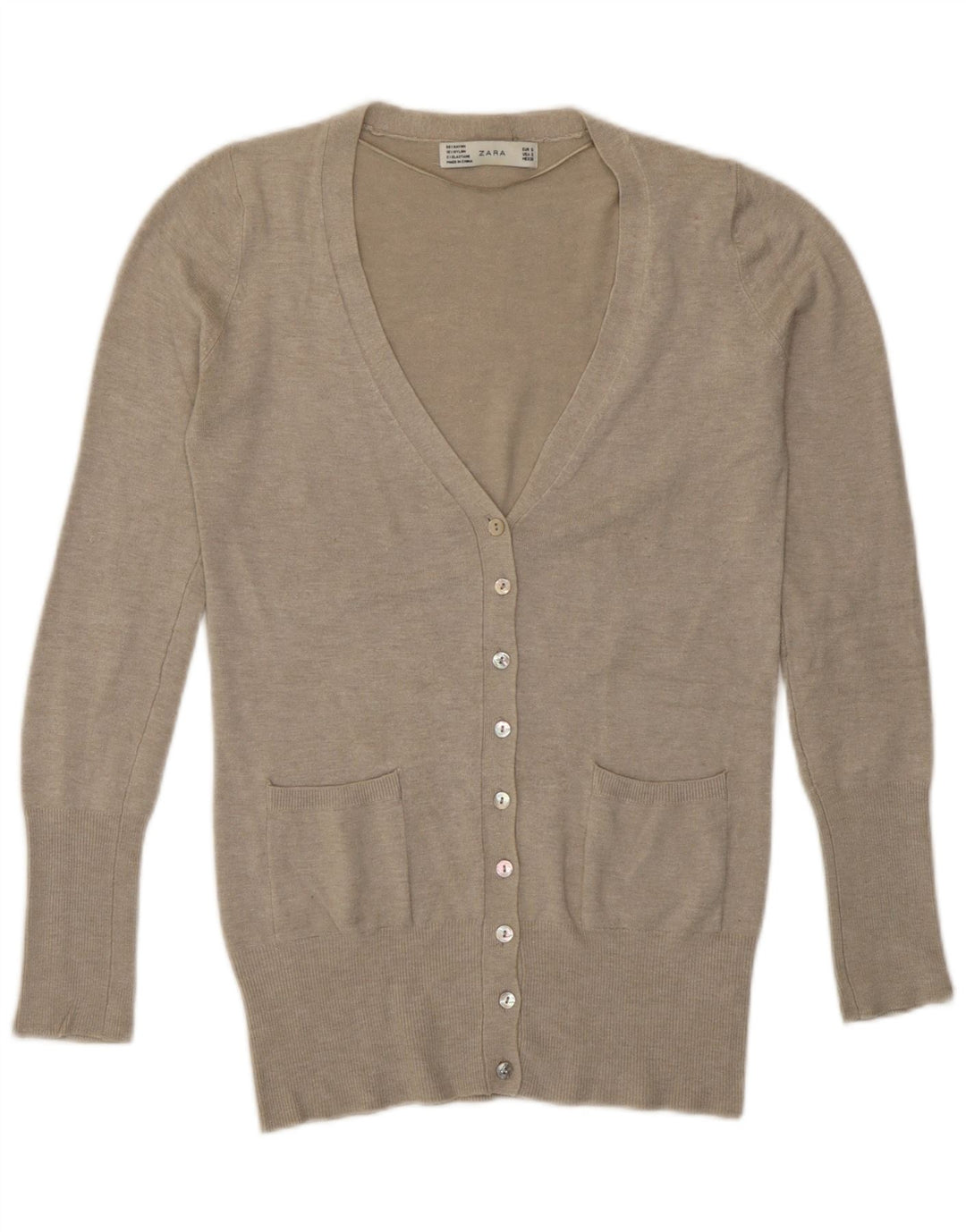 Maglione cardigan da donna Zara UK 10 piccolo grigio