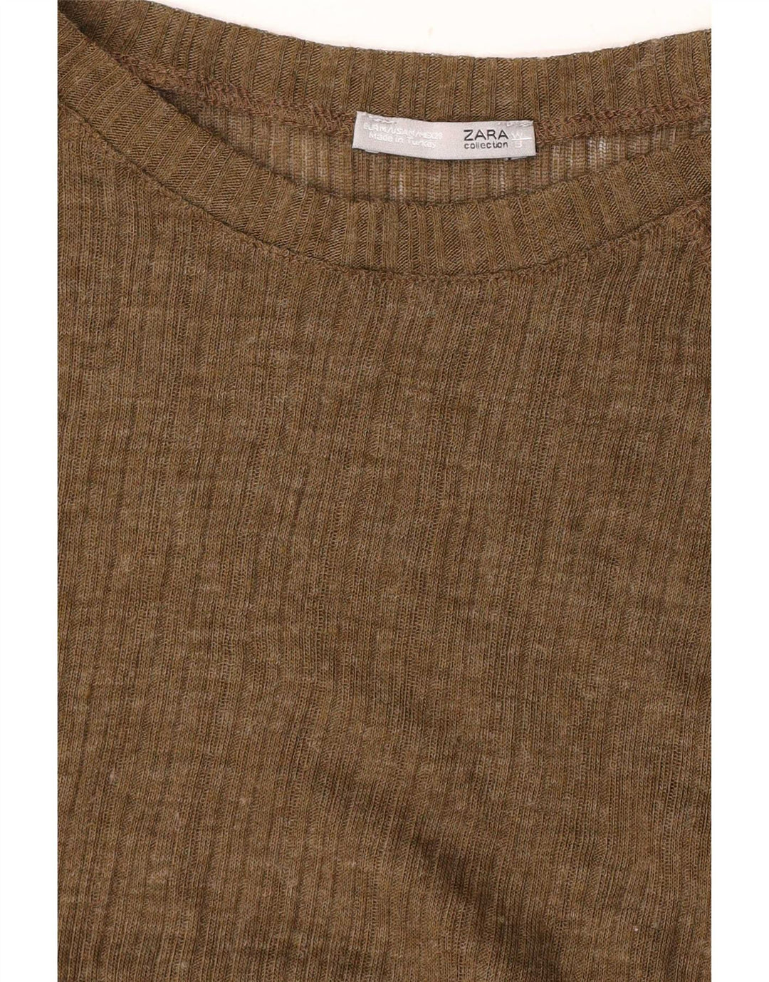 Top Zara da donna a maniche lunghe UK 14 medio cachi