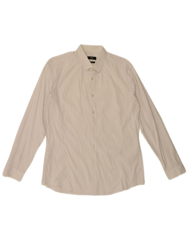 Camicia slim fit da uomo Hugo Boss taglia 42 grande cotone bianco