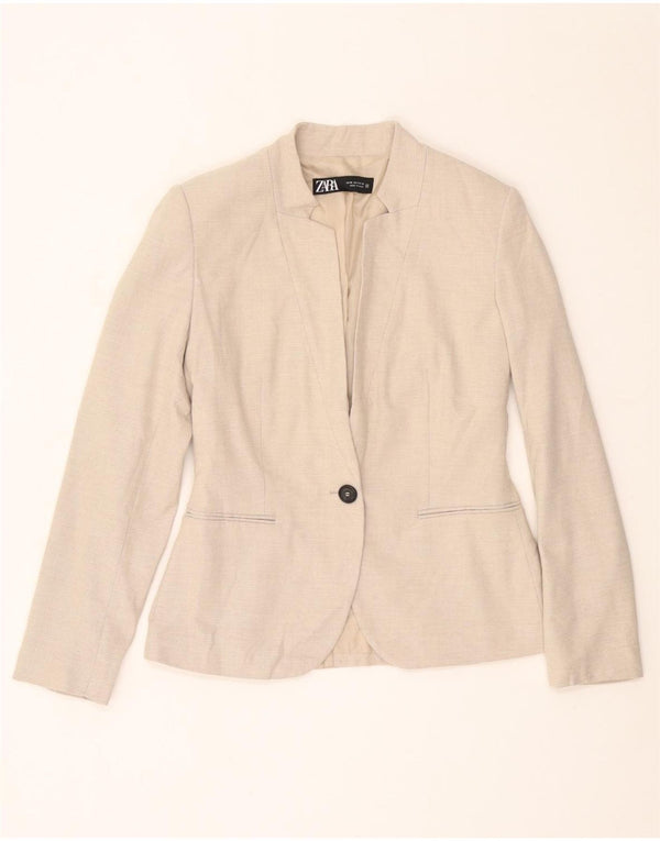 Giacca Blazer a 1 Bottone da Donna ZARA EU 36 XS Beige Poliestere