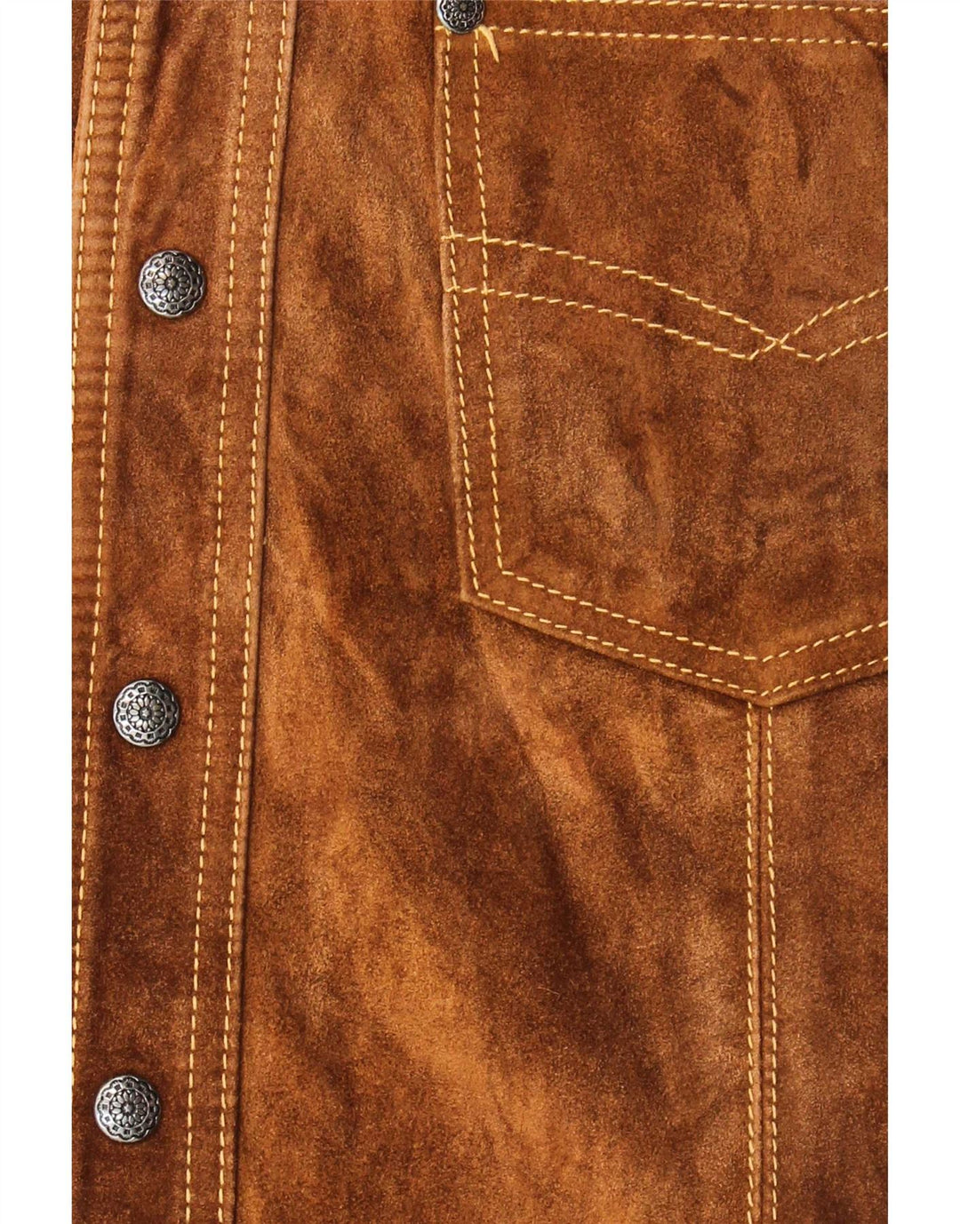 Gilet vintage da uomo in pelle scamosciata UK 36 piccolo marrone