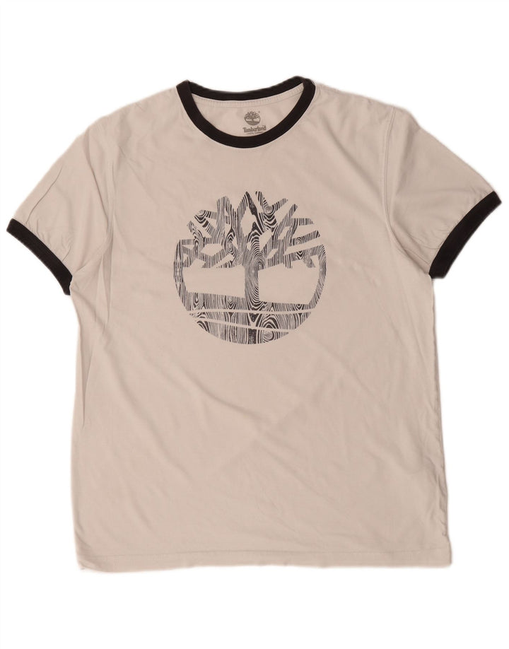 T-shirt grafica da uomo con vestibilità regolare Timberland, piccola, in cotone bianco