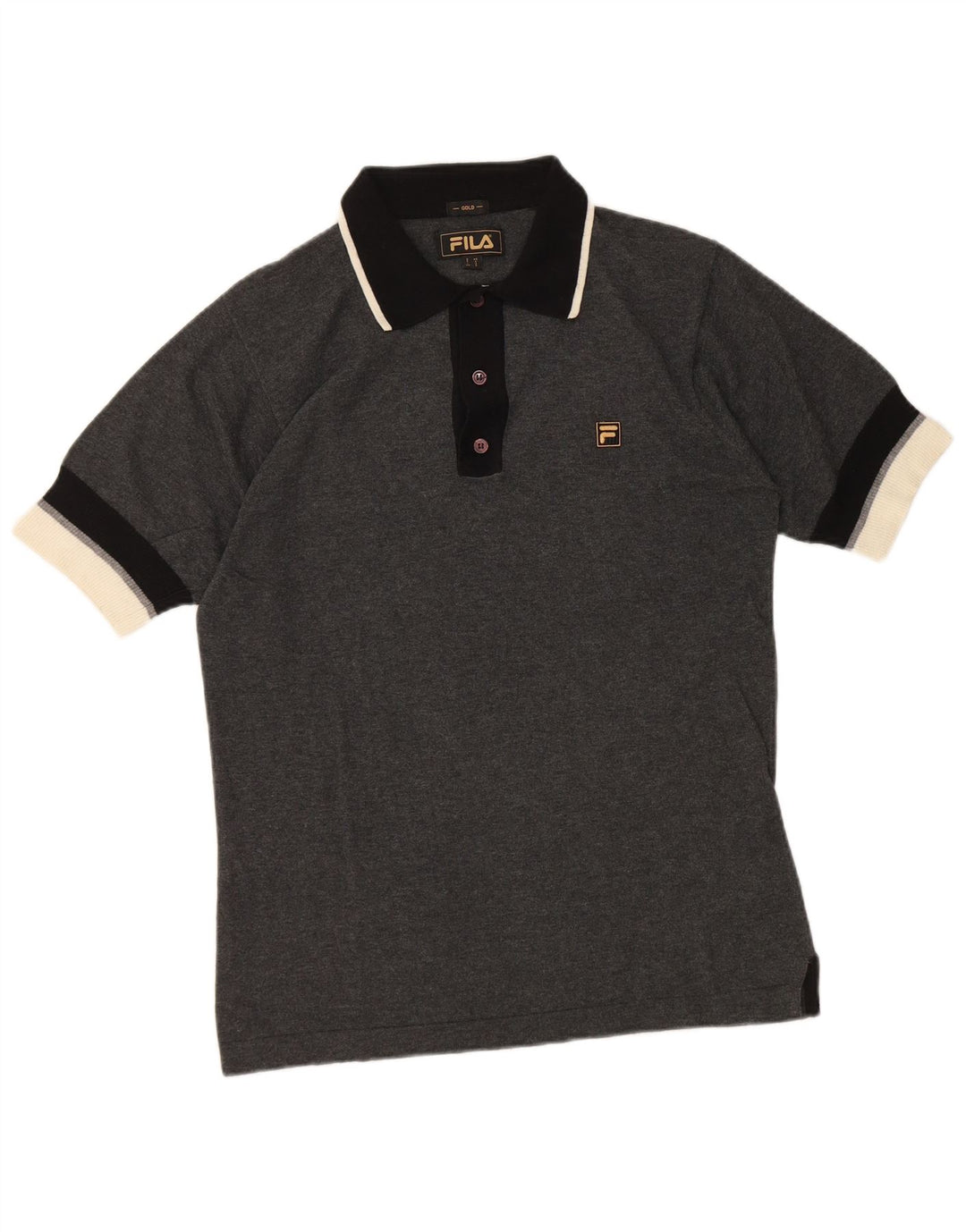 Polo da uomo Fila Small in cotone color block grigio