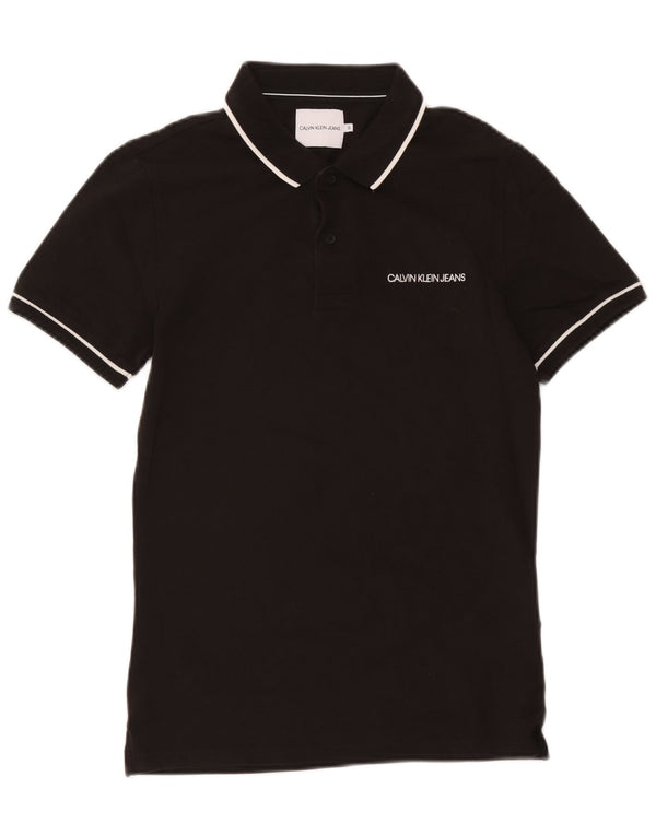 Polo da uomo Calvin Klein Jeans piccola in cotone nero