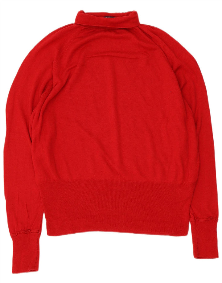Maglione maglione a collo alto da donna Marks & Spencer UK 16 grande lana merino rossa