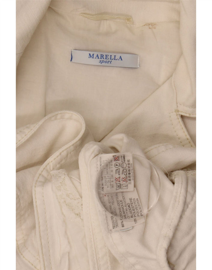 MARELLA Womens Blazer Jacket UK 10 Small White Cotton