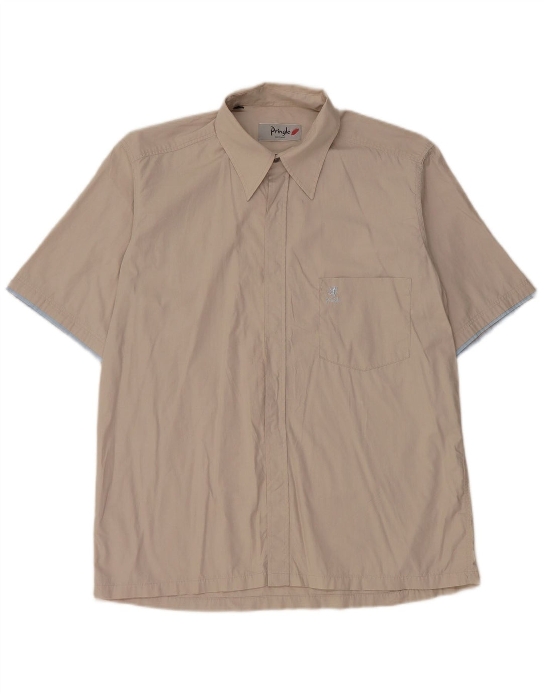 Camicia a maniche corte da uomo Pringle taglia 15,5 in cotone grigio medio