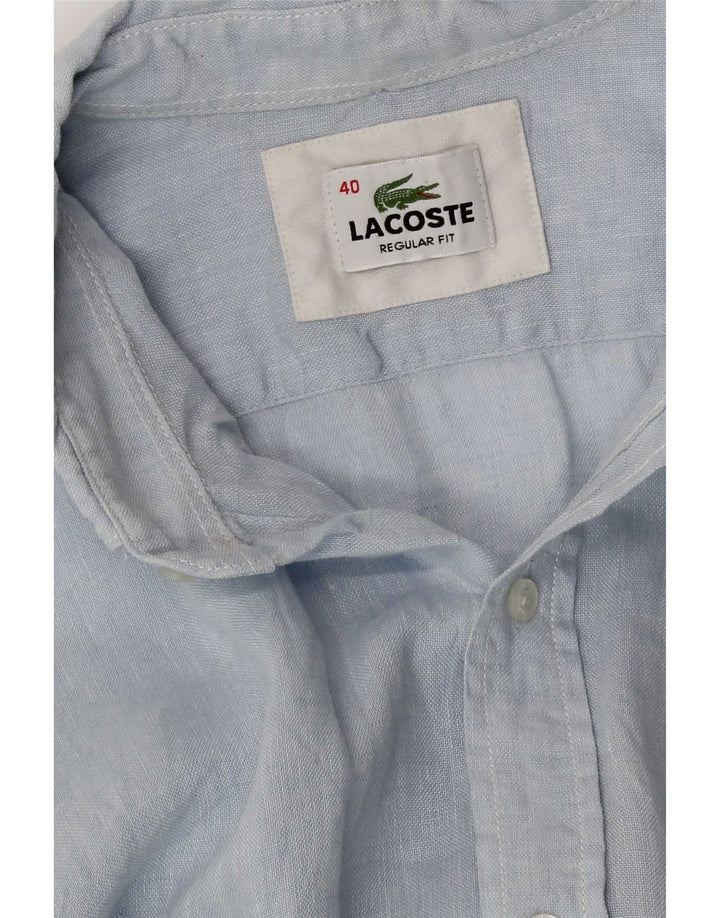 Camicia Lacoste da uomo vestibilità regolare taglia 40 lino blu medio