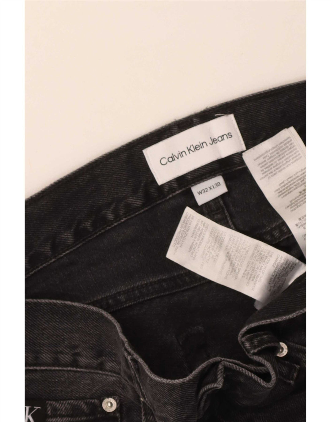 Jeans dritti da uomo Calvin Klein W32 L30 cotone nero