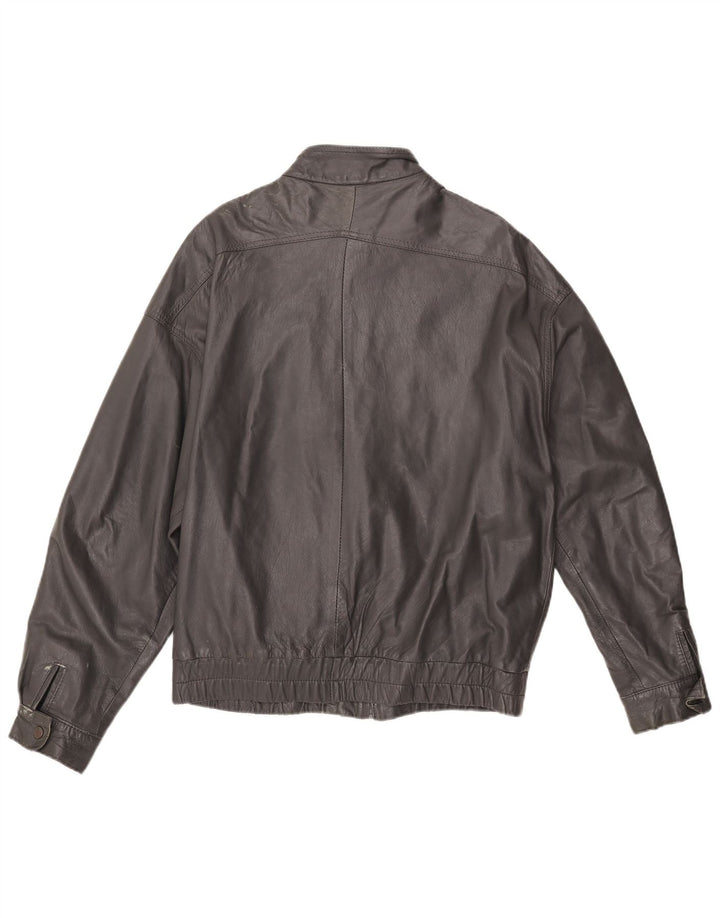 Giacca in pelle vintage da uomo IT 54 2XL Grigia
