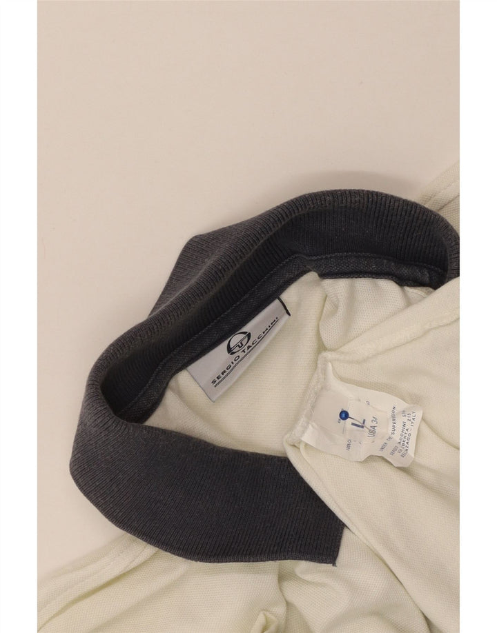 Polo da uomo Sergio Tacchini grande in cotone color block bianco