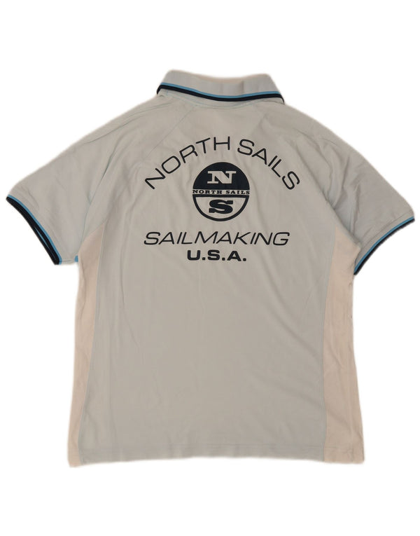 Polo grafica da uomo North Sails grande in cotone color block blu